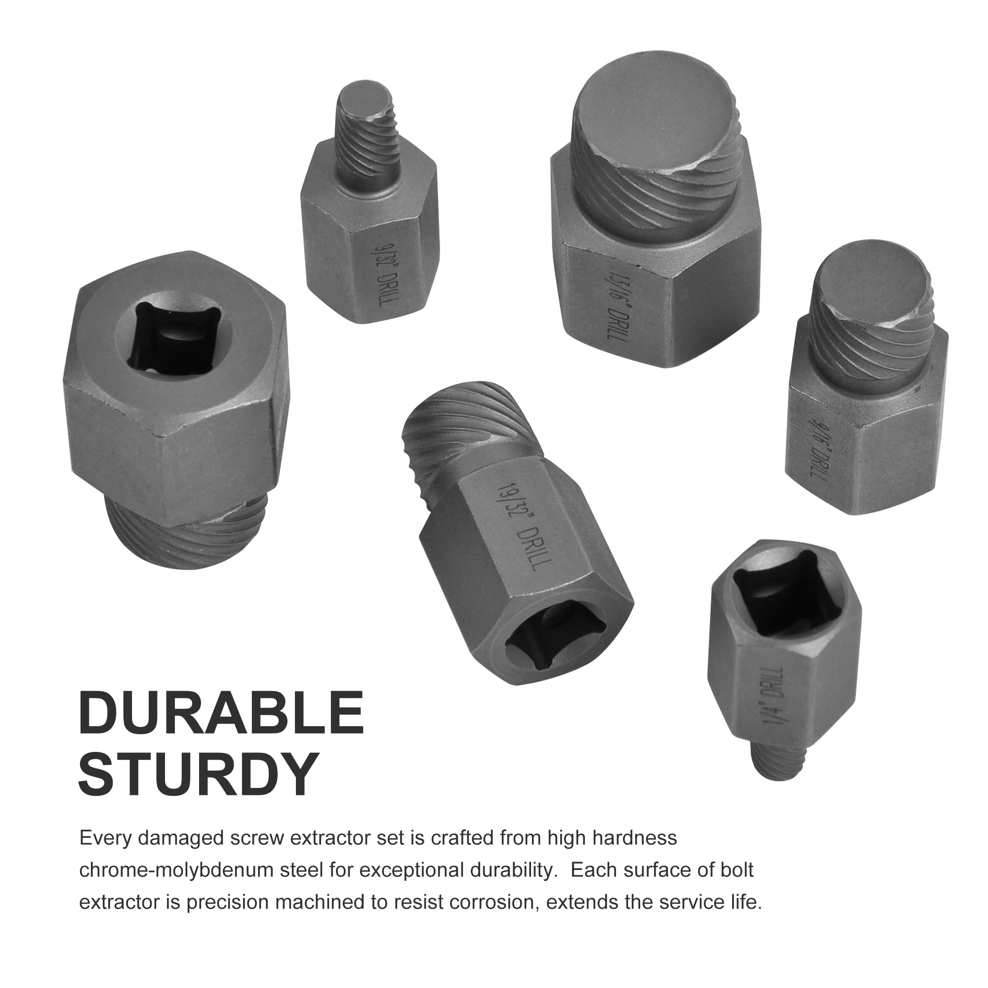 Juego de extractores de grifo de cabeza de acero, kit de 10 piezas para tornillos pelados, construcción duradera para una fácil extracción de tornillos dañados