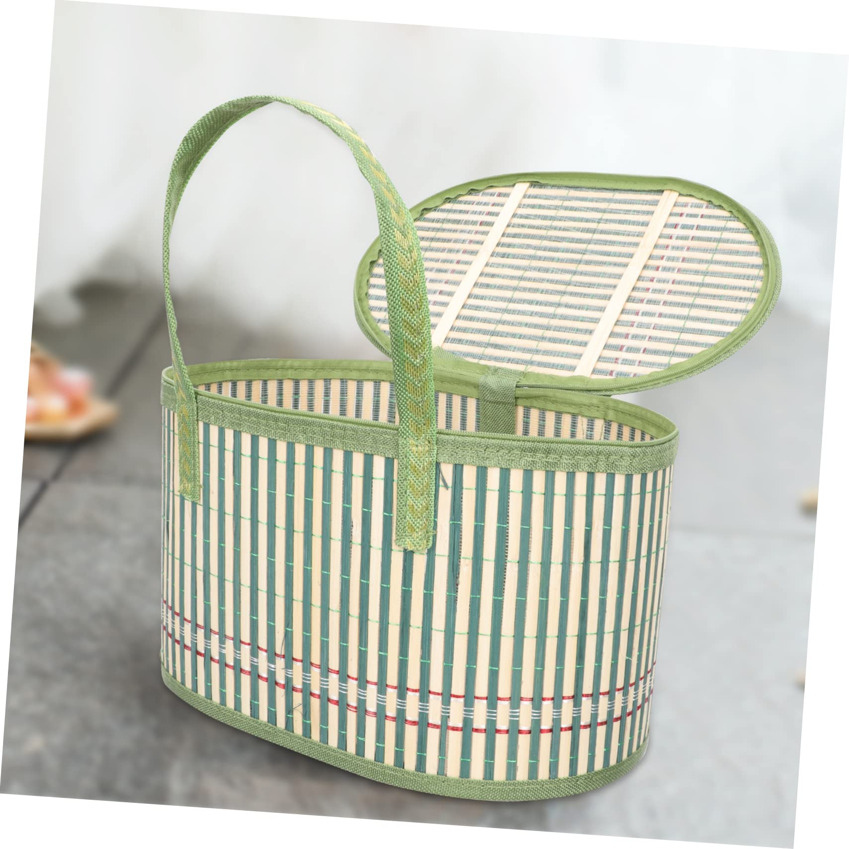 SOLUSTRE Storage Basket with Lid Weaving Design for Egg Packaging Elegant Basket for Fruits Convenient Portable Storage