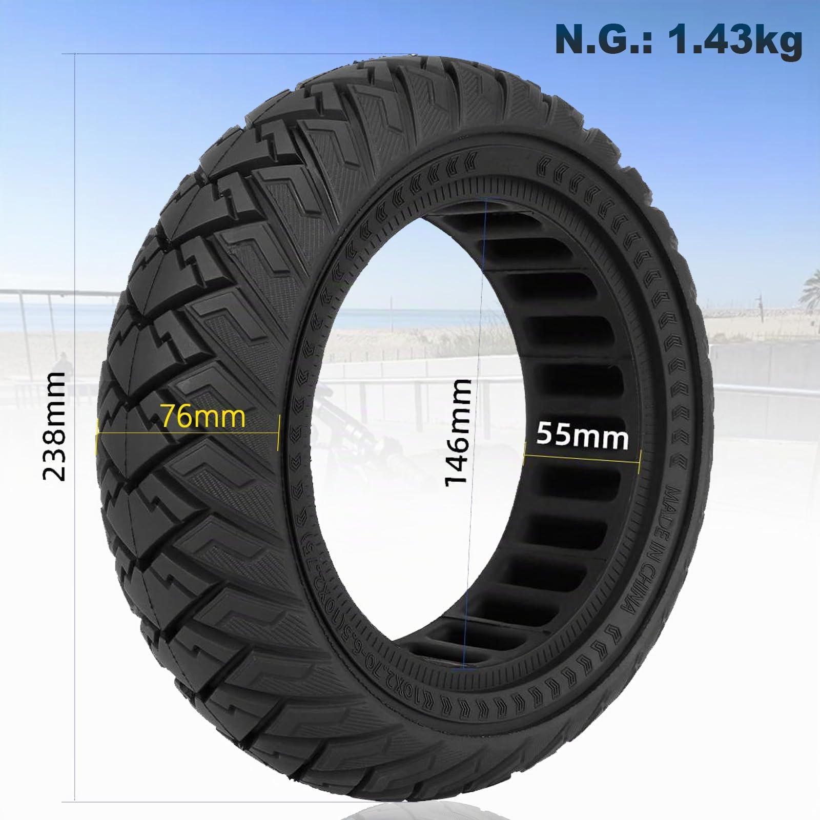 10x2,7-6,5 Pneus Pleins pour Kugoo G-Booster/KuKirin G3/KuKirin G2 Master/Dualtron 3 Trottinette électrique Pneus de Rechange en Caoutchouc Plein Antidérapants,Anti-Crevaison,Anti-Explosion