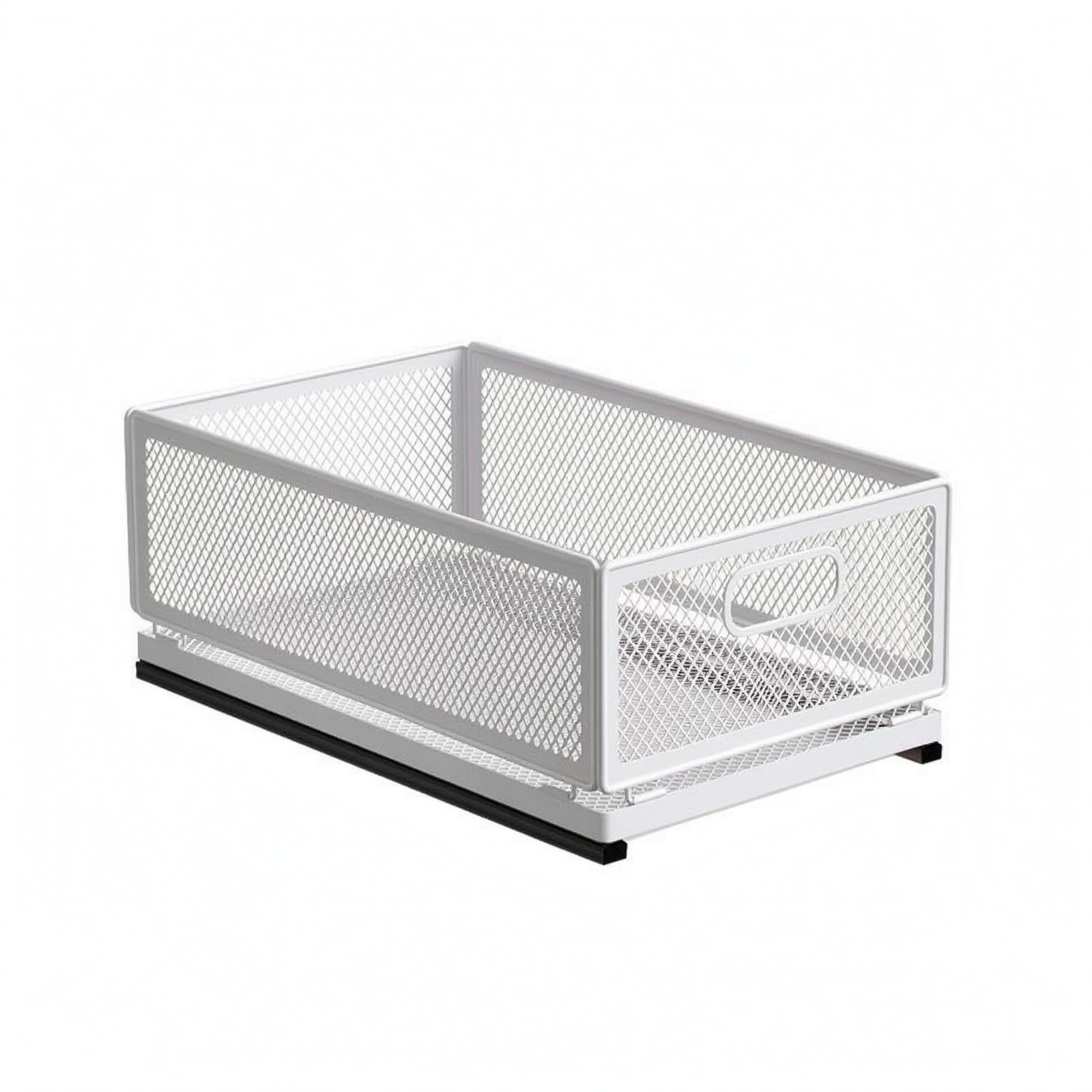 Qianly Cestino da Cucina Estraibile con Maniglia Frontale Organizzatore Sottolavello Top Aperto Arredamento Casa, Cesto Portaoggetti Medio Lunghezza 40 Cm Con Guide Scorrevoli