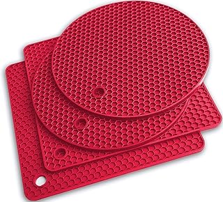 Silicone Pot Holders and Trivet mats Heat Resistant to 440°F to Protect Your Table and countertop Contains 4 Pieces 2 Round and 2 Squared