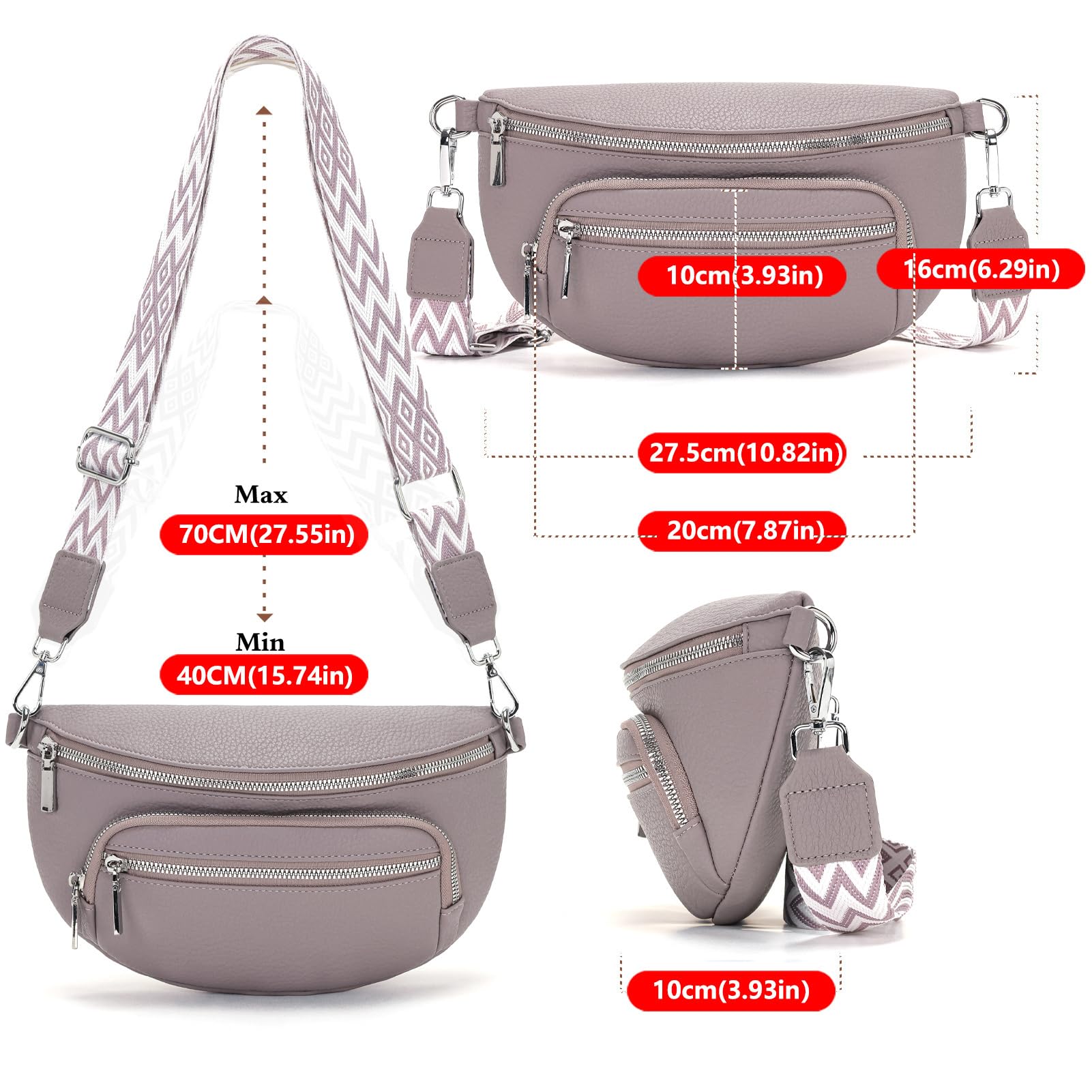 Sasrymnl kleine bauchtasche damen beige umhängetasche damen klein gürteltasche Veganes Leder handtasche crossbody bag