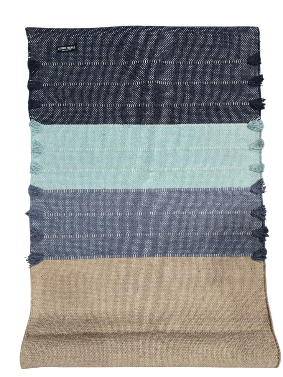 EXPORT PROFILE Indian Hand Made Cotton Yoga Mat Eco-Friendly Comfortable Extra Long Hand Woven Rug - 100% Organic Cotton Yoga Mat Non Slip & Thick for Everyday Fitness at Home - Multi 7 (24”x72”x11mm)