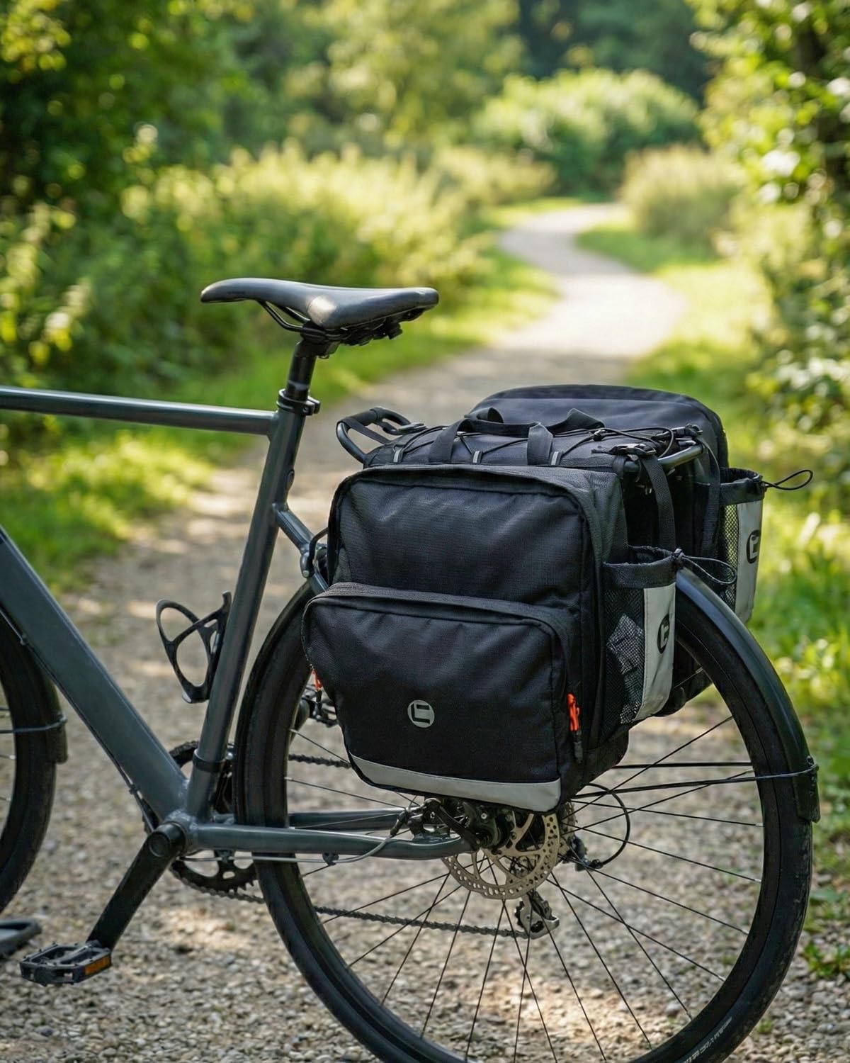 Sacoches de vélo de 30 L, résistant à l'eau pour porte-bagages arrière avec rabat à fermeture éclair, sacs de vélo de grande capacité avec porte-bouteilles, sacoche réfléchissante pour vélo