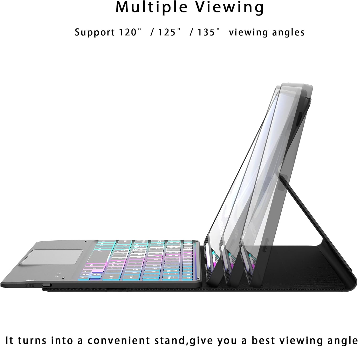 for Samsung Galaxy Tab S10 Lite/S10 FE/S9 FE 10.9"/S9 11" Keyboard Case: 3 Zone 7 Colors Backlit Trackpad Keyboard for 10.9-inch S10 Lite Tablet - Detachable Wireless Key Board Cover with Pen Holder