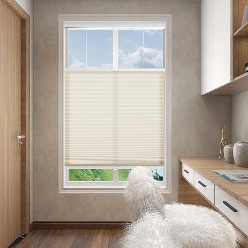 Miniatura 77 de Changshade Persianas celulares opacas de arriba hacia arriba, sin cordones, para ventana de interior, aislamiento térmico, persianas de panal