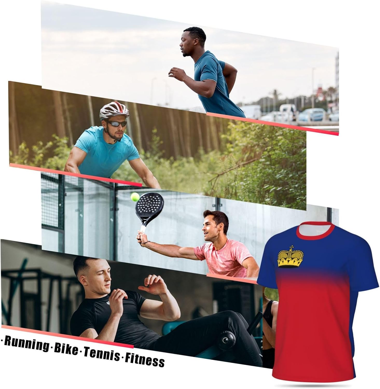 Jersey Mesh T-Shirt Liechtenstein Flag Gradient Color 3D Print for Running Cycling Soccer Fitness Sports