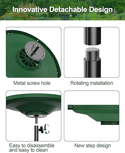 Miniatura 4 de Baños para pájaros para exteriores resistentes, 38.5 pulgadas desmontables para el jardín, cuenco de baño de pájaros spa y comedero de pájaros con