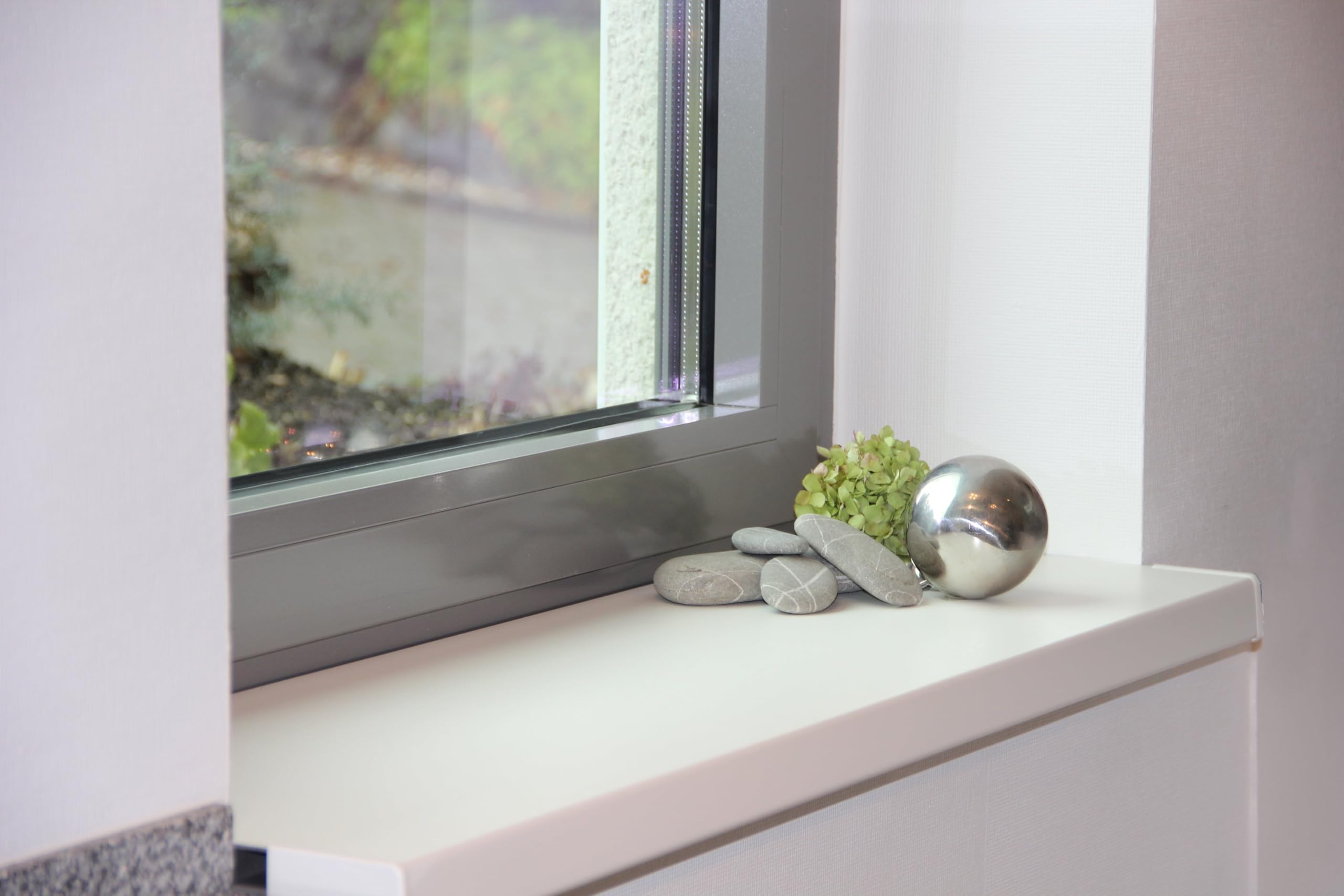 350 mm greenteQ Fensterbank Innen Innenfensterbank Fensterbrett Marmor + Seitenabschluß (1700mm)