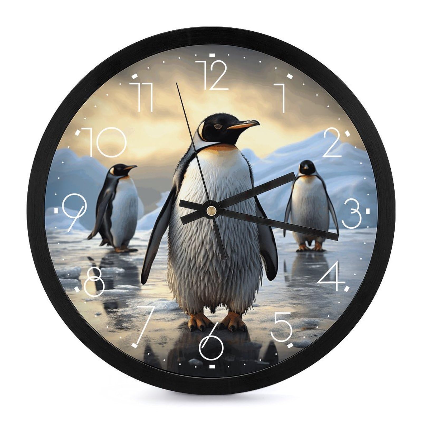 Horloge murale pingouin 25 cm silencieuse à pile pour salon