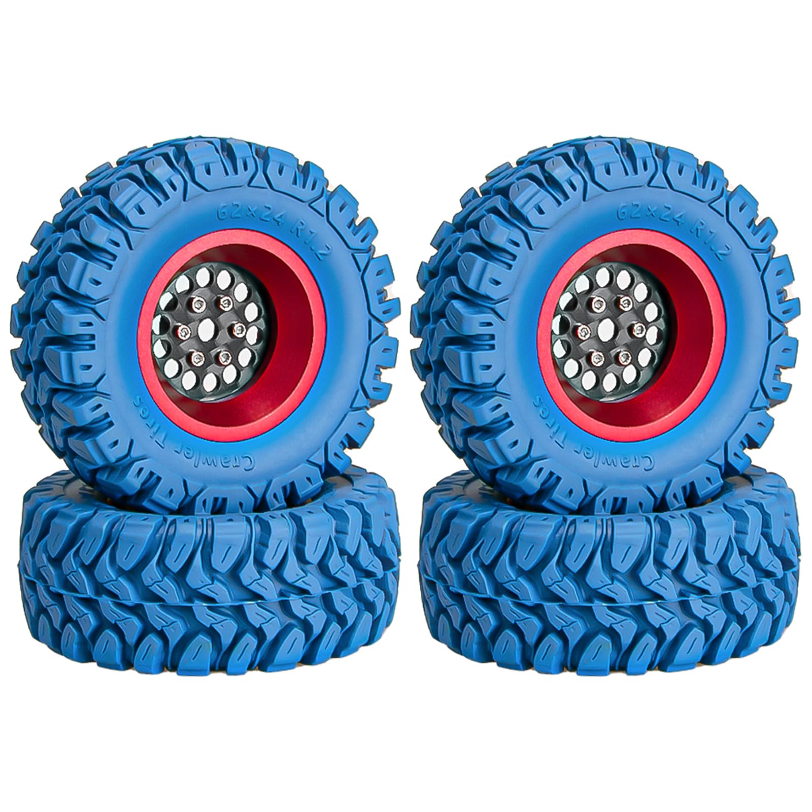 LRFHL 1.2 Beadlock Wheels Tires Set Carbon Fiber TRX4M Wheels and Tires for 1/18 1/24 TRX4M SCX24 RC Crawler Car Upgrade, 4PCS