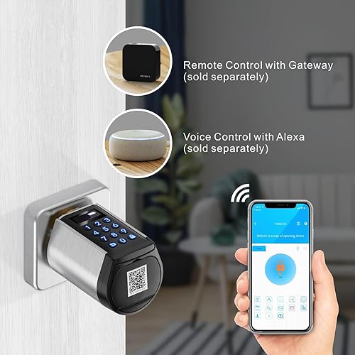 Miniatura 8 de WELOCK - Cerradura inteligente WiFi, perilla de entrada sin llave 5 en 1 con seguridad de bloqueo automático, control de aplicación Bluetooth,