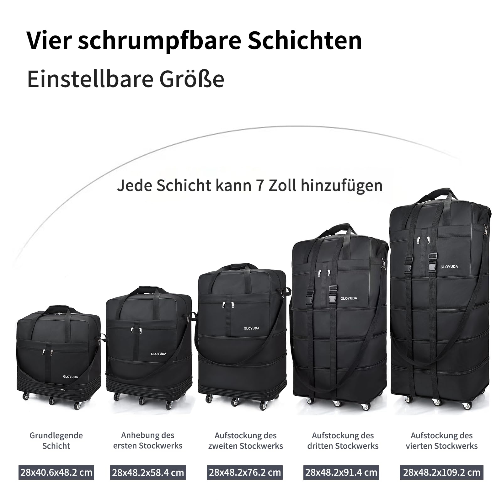 Bolsa de viaje plegable con ruedas, 108,5 cm, bolsa de viaje grande, bolsas de viaje de 125 l, plegable, bolsa de ropa, bolsa de equipaje de mano plegable con una funda para el hombro, bolsa