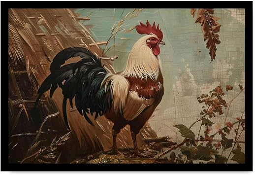 Canvas Art Posters Rooster Print Wall Art Home Display Country Style Room Decor Living Room Bedroom Decor 8x12inch