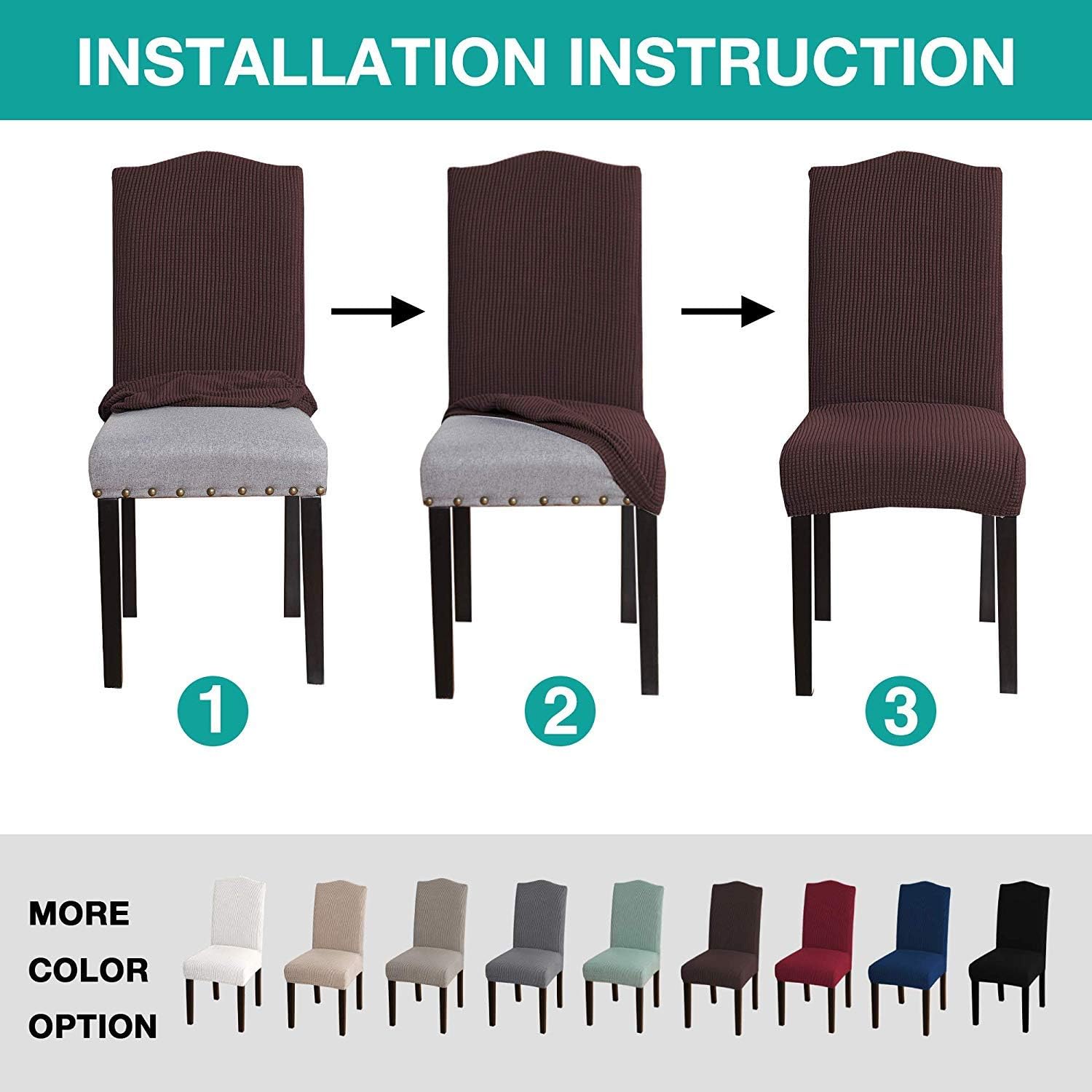 Dining Chair Slipcovers Stretch Seat Covers Set of 6 Spandex Short Dining Chair Protectors Cover Seat Slipcover Removable Washable for Home Hotel Dining Room Ceremony Banquet (Wine, 4 Pack)
