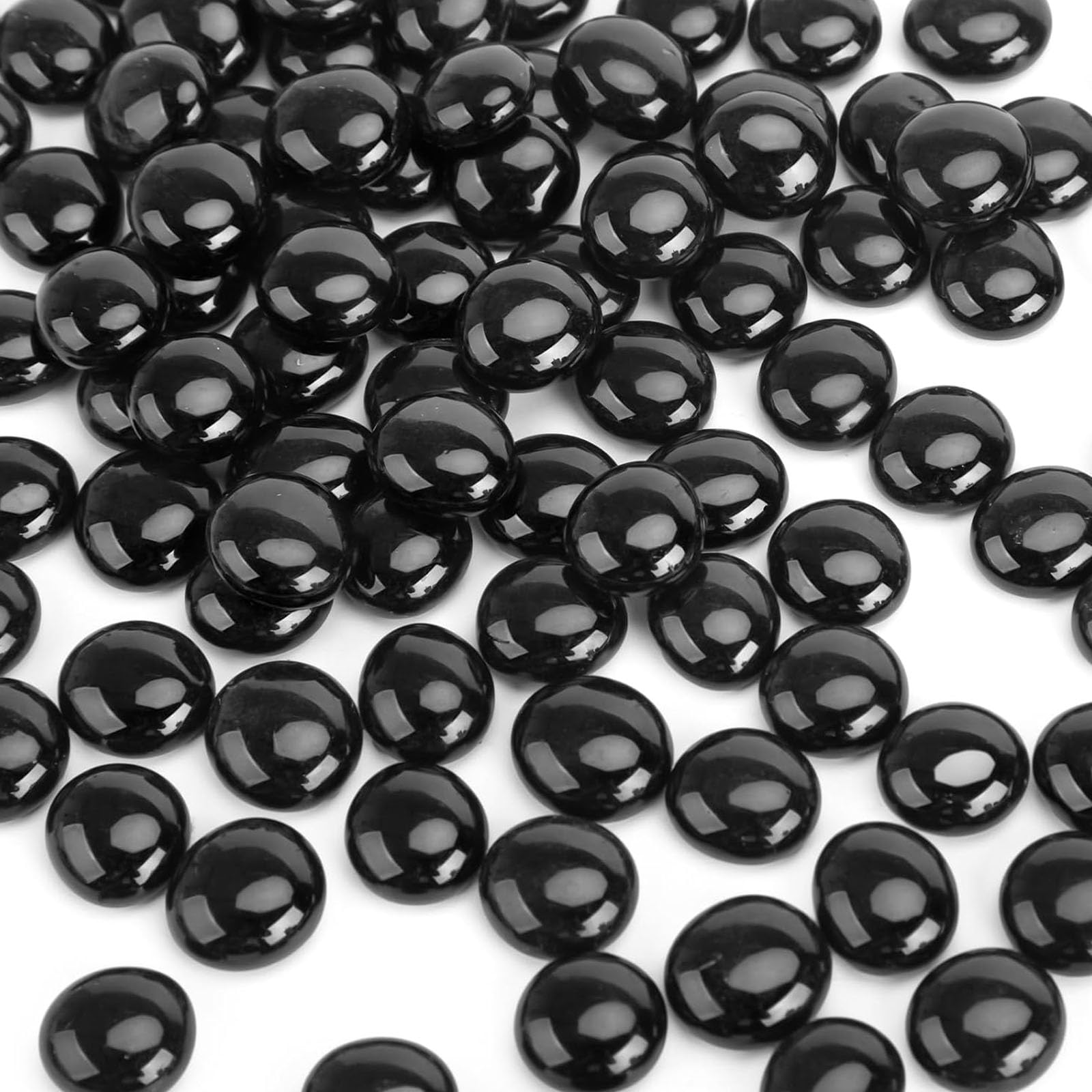 FUTUREPLUSX 5 LB Black Flat Glass Marbles, Gemstone Beads for Vase Fillers