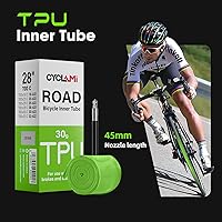 Vista 7 de 1/4-Pack CYCLAMI TPU Inner Tubes 700 x 18-32c 700c Inner Tubes Ultralight 30g Bike Tube with 45mm/65mm/85mm Presta Valve for Road Bike Tubes(Include