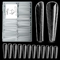 Vista 11 de 120 piezas de formas de uñas dobles, 12 tamaños, extensión media mate, poligel, cubierta completa, moldes de uñas con constructor de escalas, uñas