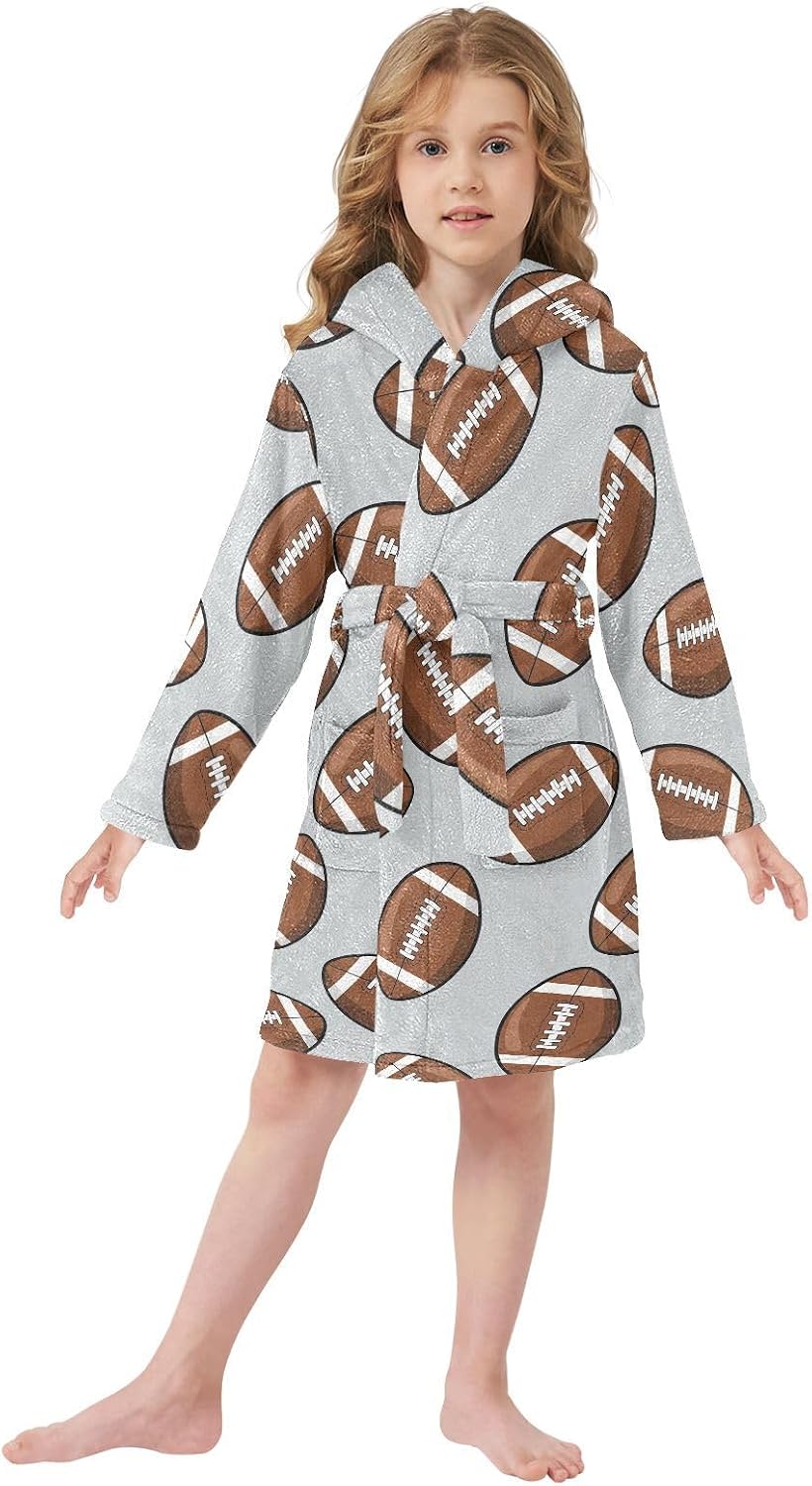 Toddler Baby Hooded Bathrobe for Boys Girls Soft Plush Bath Towel Robe with 2 Pockets for 2-12 Years