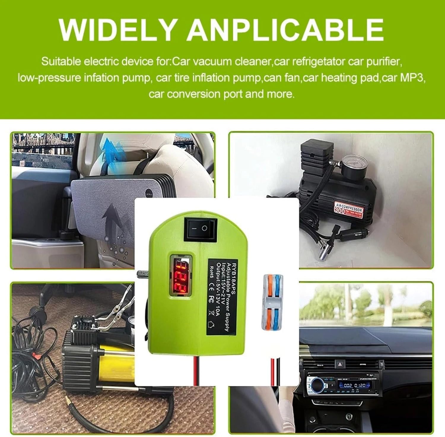 18V to12V Step Down Converter, Lighter Adapter Buck Adapter for Ryobi 18V Battery