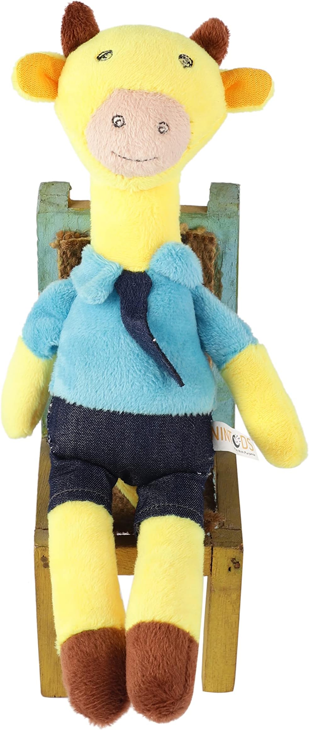 Nintods Giraffe Soft Rattle Toy, Plush Stuffed Animal, Huggable Plushie for Newborn, Soft Hand Grip Shaker, Security Toy, Perfect Gift for Babies (Giraffe in Formals) Size:- 10 Inch