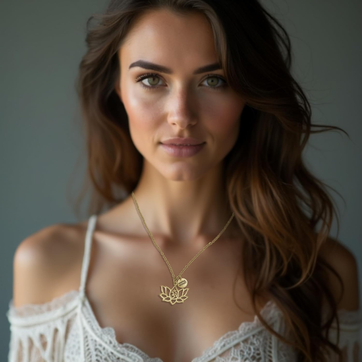 quan jewelry Yoga Lotus Flower Pendant Necklace with Om Symbol, Happy Birthday Gifts Ideas for Mom, Daughter, Women with Inspirational Quote on Gift Card