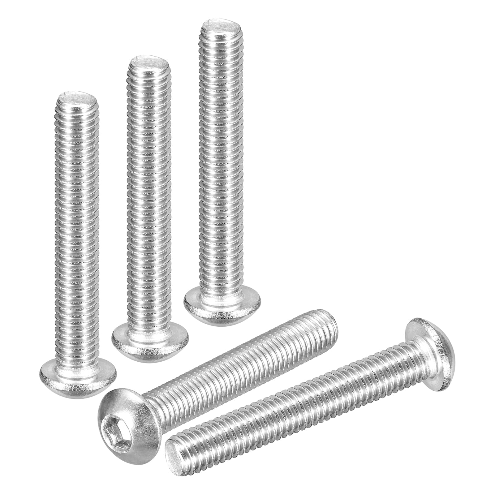 DTGN M8-1.25x50mm Button Head Socket Cap Screws - 12Pack - Good for Road Bicycle, Mountain Bike, Auto, Motorcycle - 304 Stainless Steel Whitewashed - Hex Socket Drive Fasteners