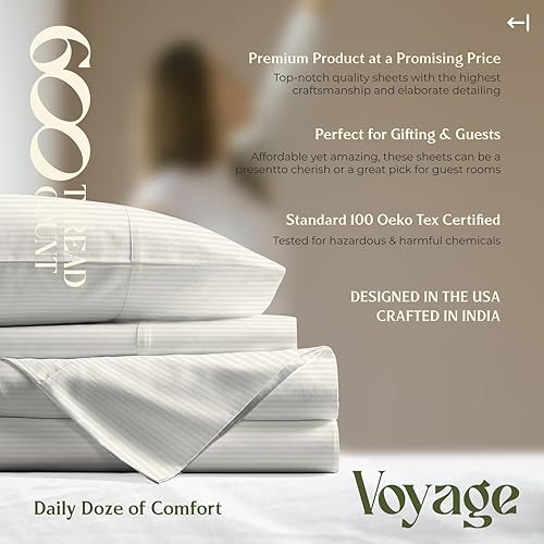 Miniatura 102 de Mayfair Linen - Juego de sábanas tamaño individual XL de 600 hilos, 100 % algodón, 3 piezas, refrescantes, en Yaxa, para colchón profundo