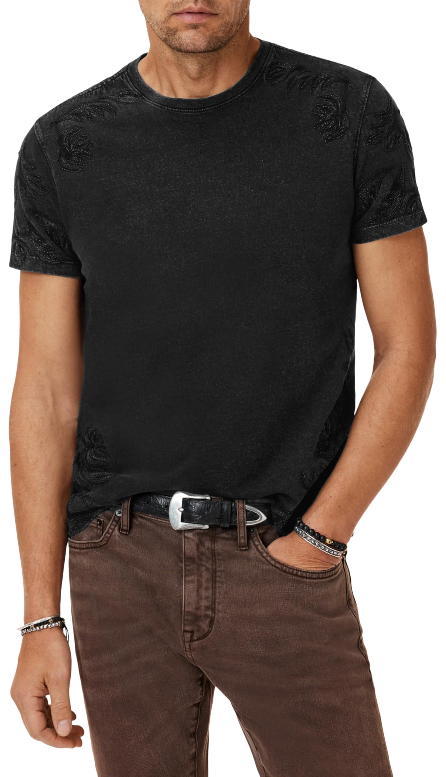 John Varvatos Men's Black Motif Tee, S