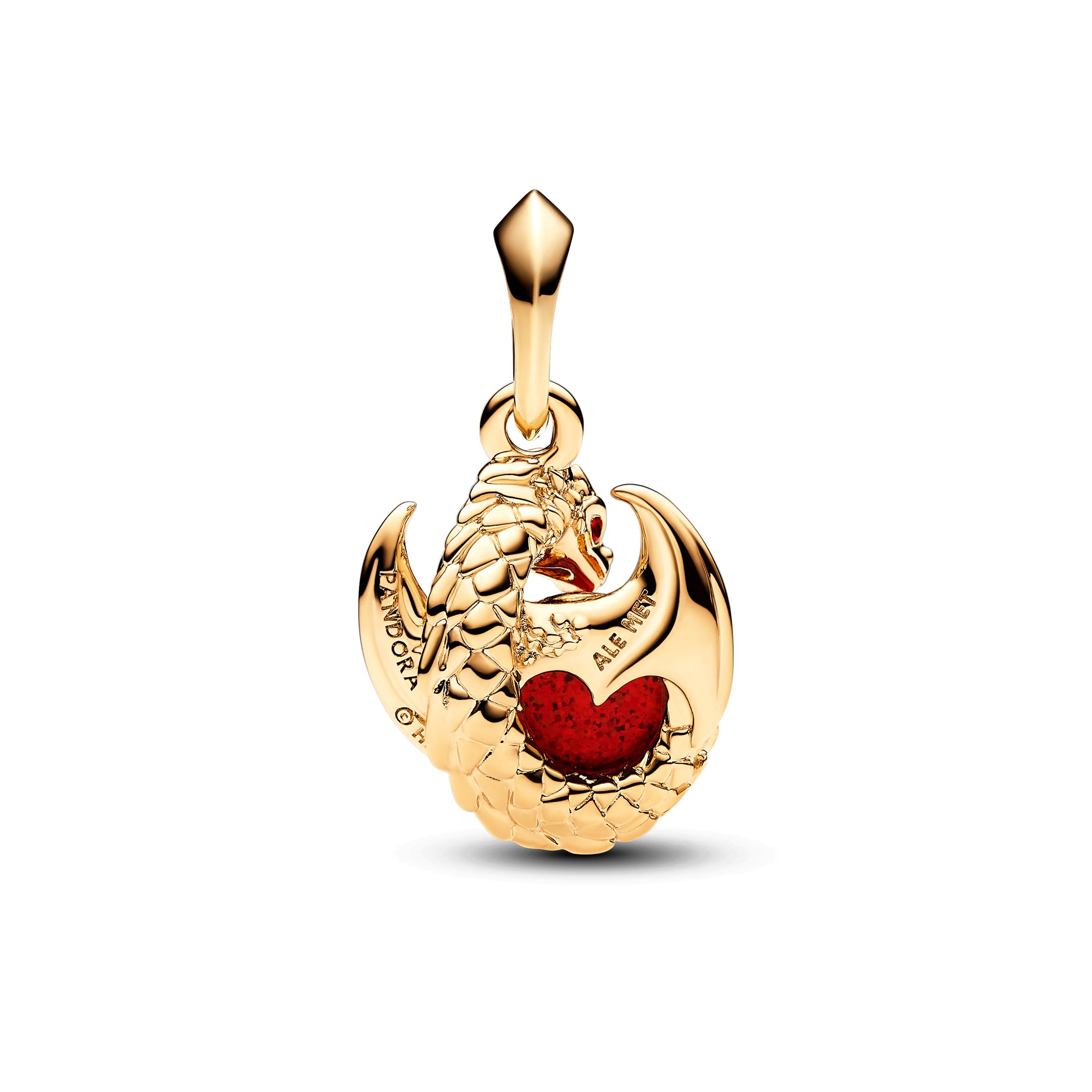 PANDORA X Game of Thrones Drachenfeuer Charm-Anhänger aus Sterling Silber mit 14 Karat vergoldete Metalllegierung, Kompatibel Moments Armbändern, 762972C01