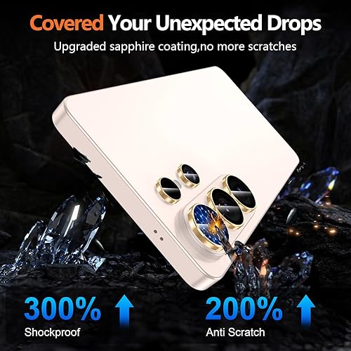 Vista 1231 de para Samsung Galaxy Z Flip 7 Protector de Lente de Cámara, Cubierta de Lente de Vidrio Templado con Anillo de Metal Individual, [Fuerte Adhesión] 1