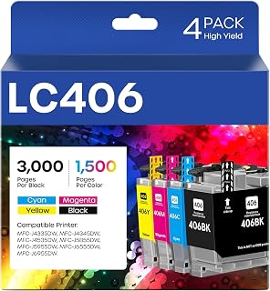 LC406 Ink Cartridges High Yield Replacement for Brother LC406 LC406XL