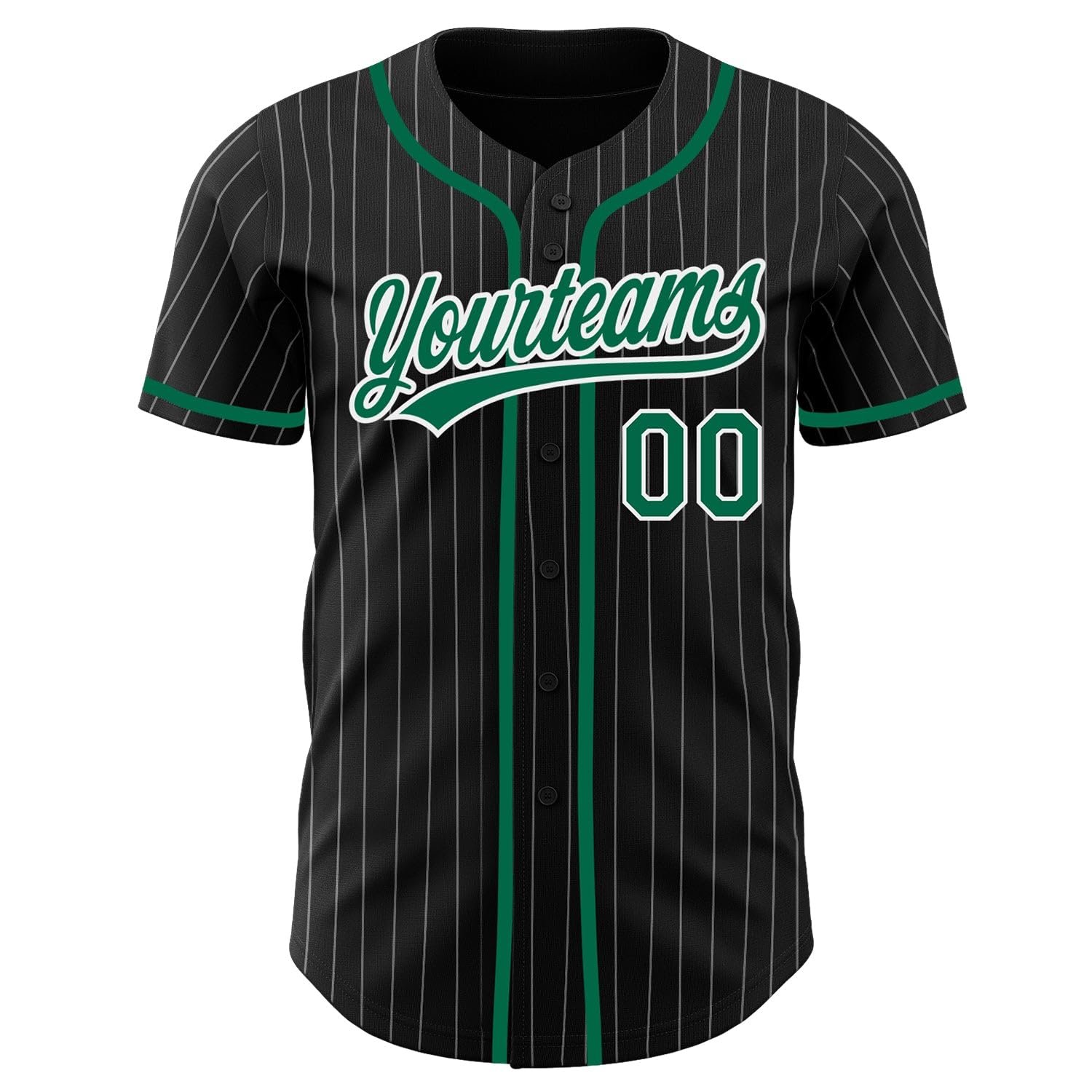 Custom Baseball Jersey, Baseball Jersey Men, Baseball Jersey, Baseball Jersey Women Custom Black White Pinstripe Kelly Green Authentic Baseball Jersey, Baseball Gift, Baseball Coach Gift