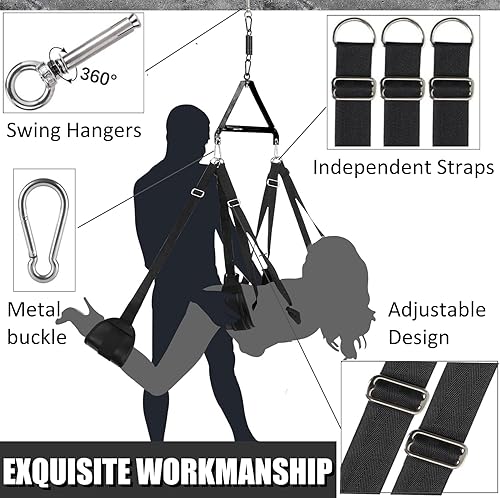 Miniatura 2 de Columpio sexual para pareja columpio giratorio sexual de 360 grados para adultos con marco de techo con marco triangular de acero y juego de