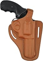 Vista 14 de Cartuchera de 357 Magnum, Cartuchera de 2 ranuras para pistola OWB de piel pancake con palanca de pulgar, ¡hecha a mano!