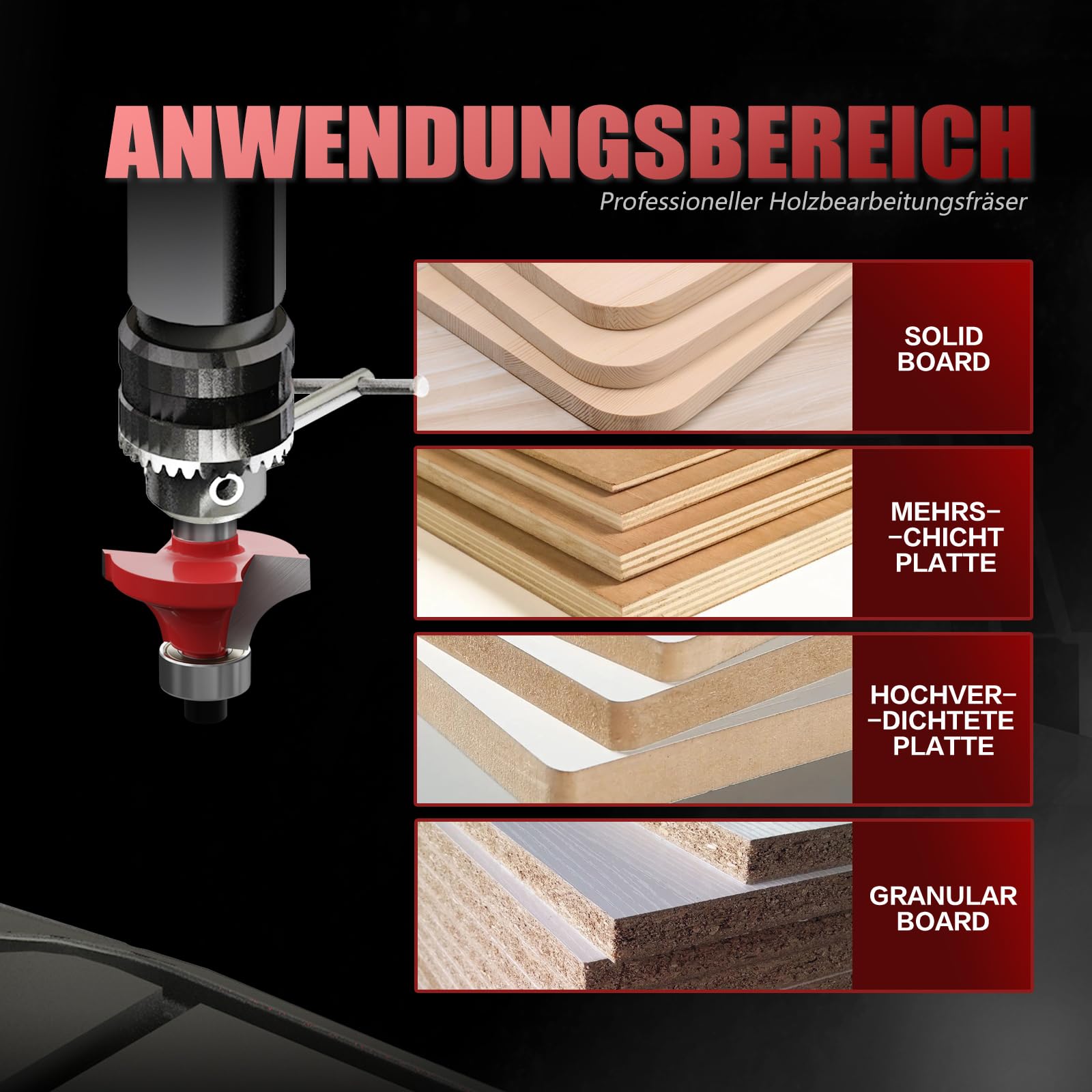 CSOOM 6 Stück 8mm Schaft Abrundfräser Standard Rundfräser Set, Hartmetall Runde Über Fräser Bits Oberfräsen-Bits Kantenfräser Radiusfräser für die Holzbearbeitung