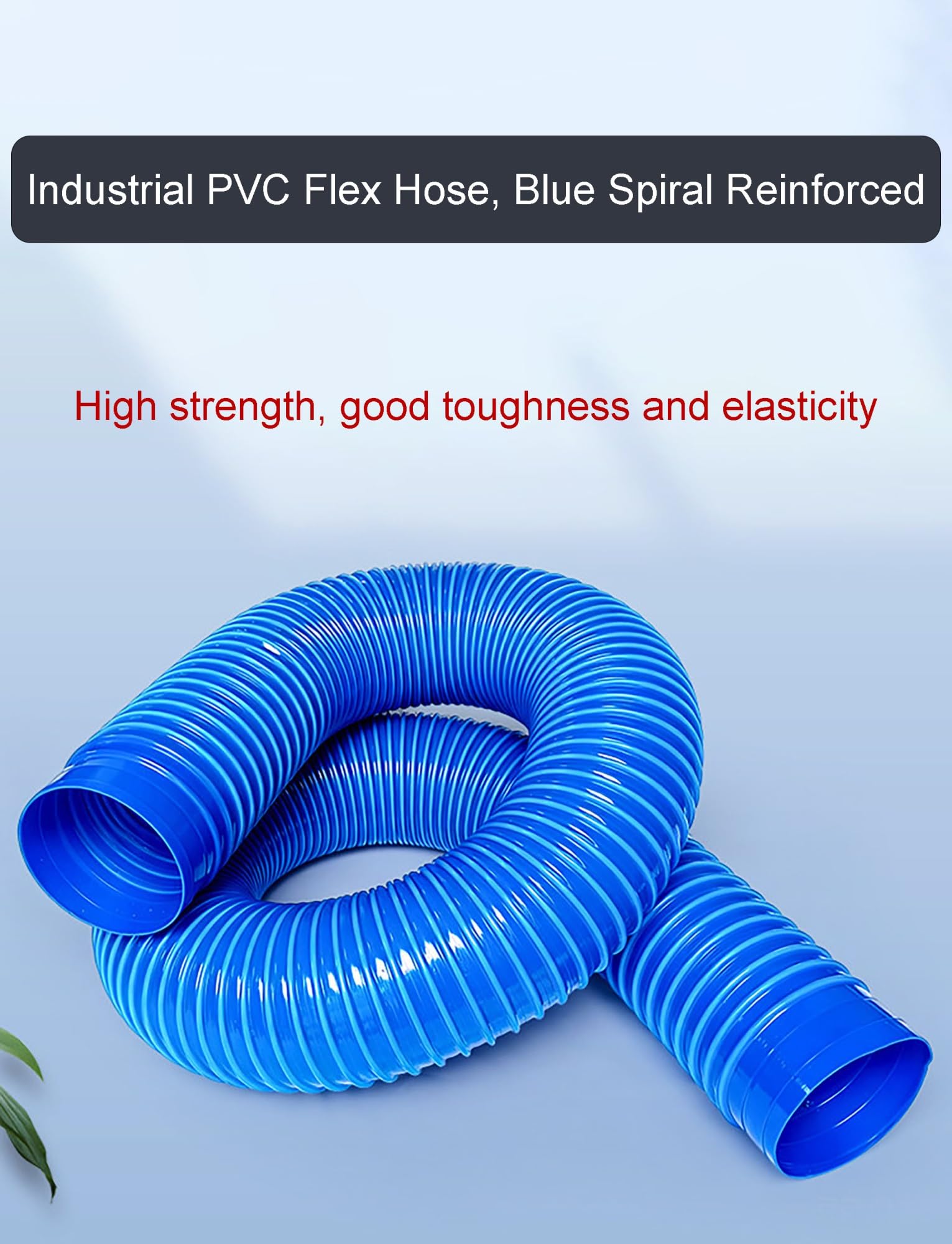 Manguera Flexible PVC Azul para Polvo y Ventilación de Humos | Manguera PVC Reforzada, -40~80°C, Interior Liso para Aspiradora, Polvo y Drenaje(110mm-L9.8 ft)