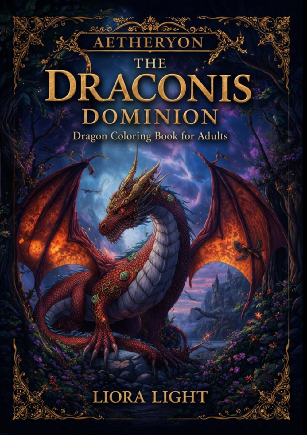 The Draconis Dominion: Dragon Coloring Book for Adults: Fantasy Dragons, Mythical Creatures, and Magical Worlds (AETHERYON Mythic Coloring Series)