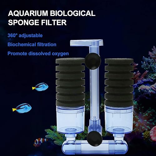 Miniatura 7 de UPETTOOLS Filtro de esponja bioquímica para acuario (15-55 galones), bomba de aire ultra silenciosa, doble cabeza, espuma biológica y medios de