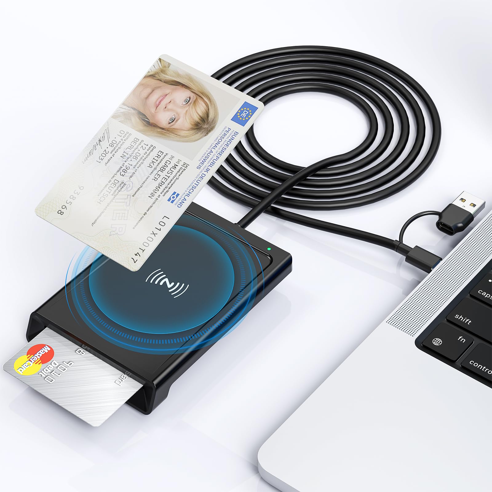 Lector de tarjetas NFC y lector de tarjetas inteligentes 2 en 1