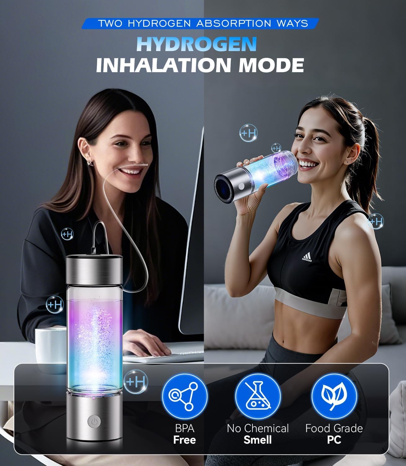 6.0 Upgrade Hydrogen Water Bottle & Hydrogen Absorption 【SGS Certification - 5000PPB】 Hydrogen Water Bottle 【NO.1-24-Hour Hydrogen Lock】 2026 SPE PEM Technique, Double Hydrogen Content - Silver - Image 5