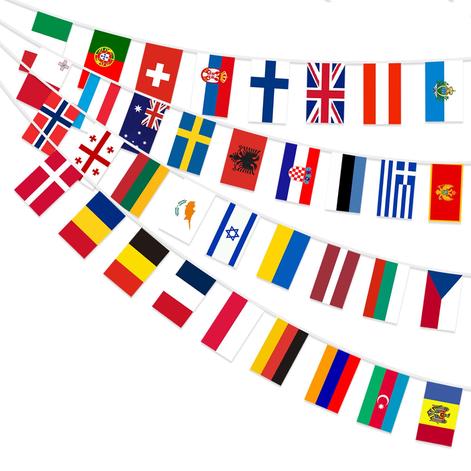 AhfuLife 1 pcs Bandiera di Concorso Canoro Eurovision Striscioni Feste Decorazioni, 35 Paesi Bandiere del Mondo, Europea Striscioni per Eurovision, Decorazioni di Calcio Eventi, Festa e Giardino