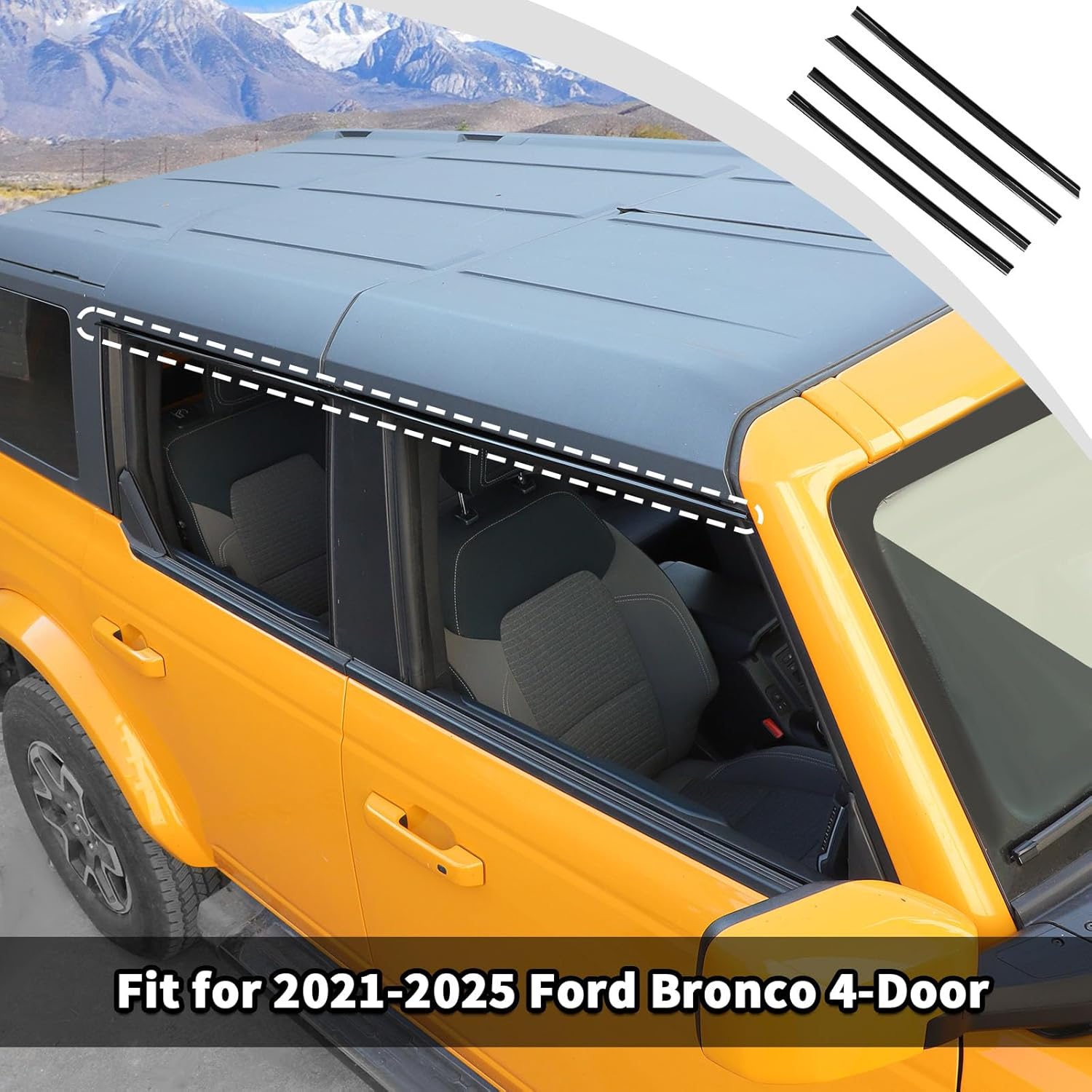 JWWY Window Deflector Rain Guard Rain Deflector Rain Shield for Ford Bronco 4-Door 2025 2024 2023 2022 2021 4PCS