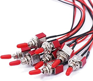 Twidec/8Pcs Mini Toggle Switch SPST 2 Position 2 Pins ON/Off AC 125V 5A AC 3A 250V with Pre-soldered Wires MTS-101-X