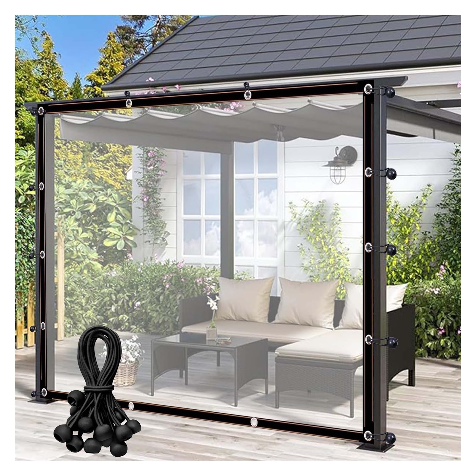 Lona de plástico plegable transparente para proteger plantas y muebles de exterior de la lluvia