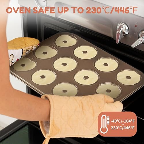 Miniatura 5 de Parmedu Molde para hornear donas molde antiadherente de 12 cavidades para hornear pasteles de acero al carbono, moldes de dona en forma de corazón