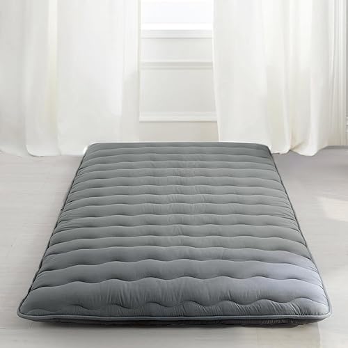 HOMBYS Colchón de futón japonés tamaño individual, colchón enrollable grueso de 4 pulgadas, tapete de tatami para dormir, cama de piso para adultos,