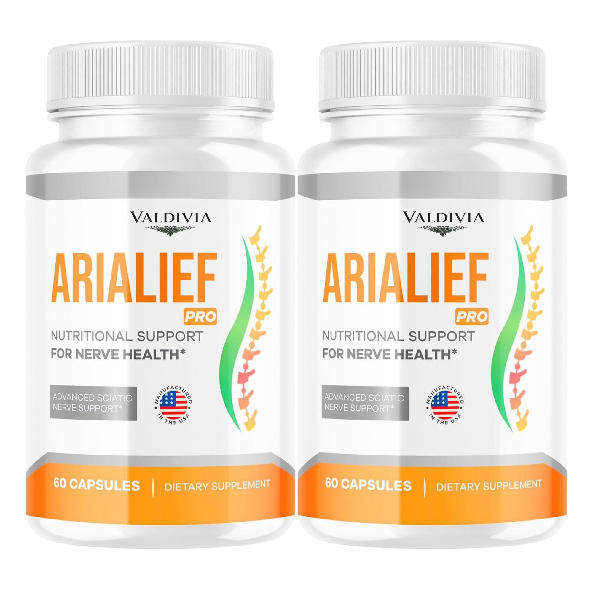 Valdivia (2 Pack) Arialief Pro Capsules for Sciatica, Arialeaf Nutritional Support for Nerve Health, Arialeaf Prime Palm Sciatica, Aria Leaf Primepalm Aria LIEF Vitamin, 2 Months