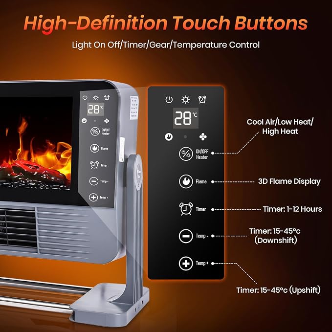 Chimenea eléctrica Vexalify 22.2" con control remoto y táctil miniatura 3