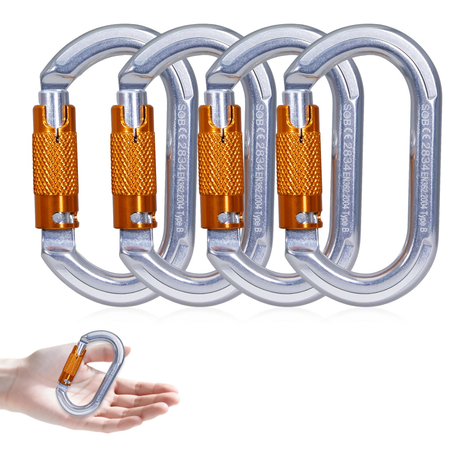 SOB Carabiner Clip,22KN-4946lb Heavy Duty Wiregate Carabiners, O Ring Shape, Key Chain Clip Hook,Keychain Clip for Camping, Hiking,Backpacking,Dog Leash etc (4pcs-4946lb)
